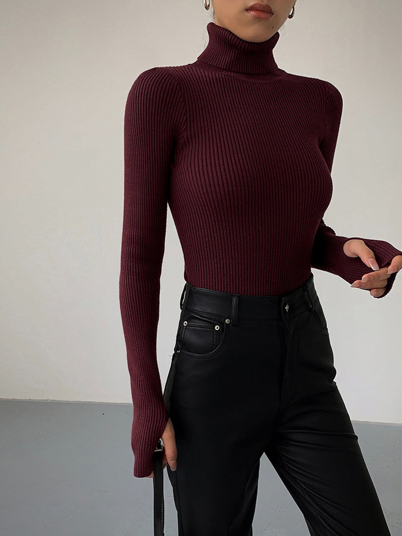 Women's Ribbed Turtleneck Top