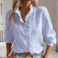 Women's Ruffle Trim Blouse in blue