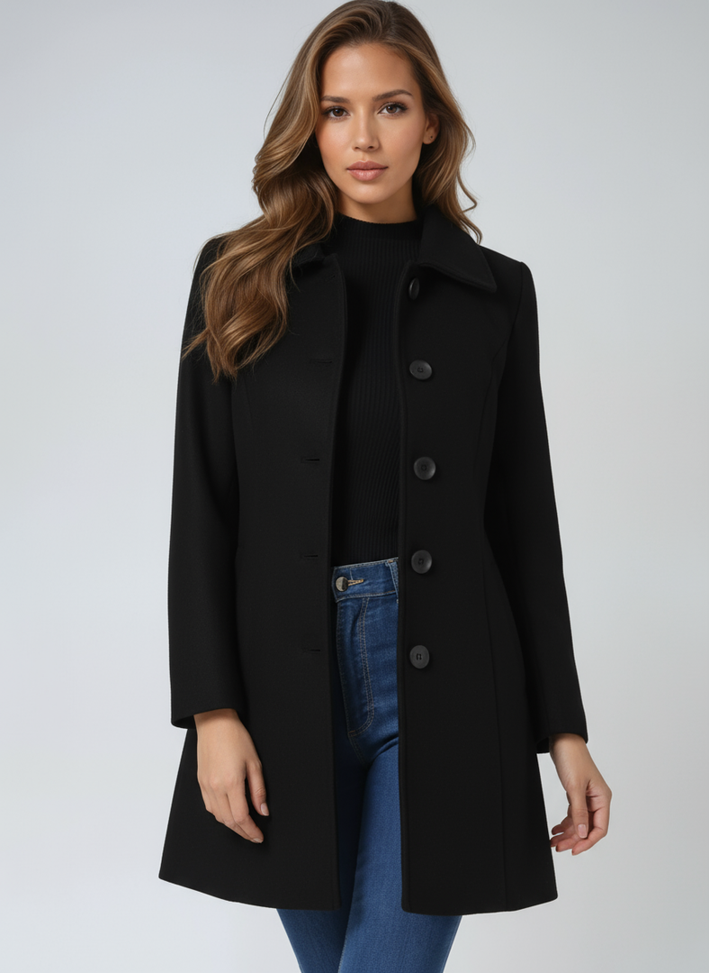 Women's Single-Breasted Collar Coat in black