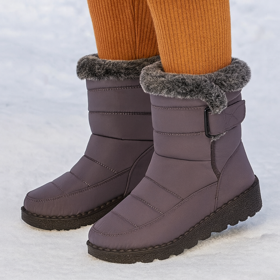 Women's Snow Boots with Faux Fur Cuff and Strap in 3 Colors for Winter Days