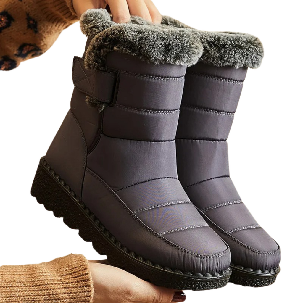Women's faux fur cuff snow boots in grey – held up