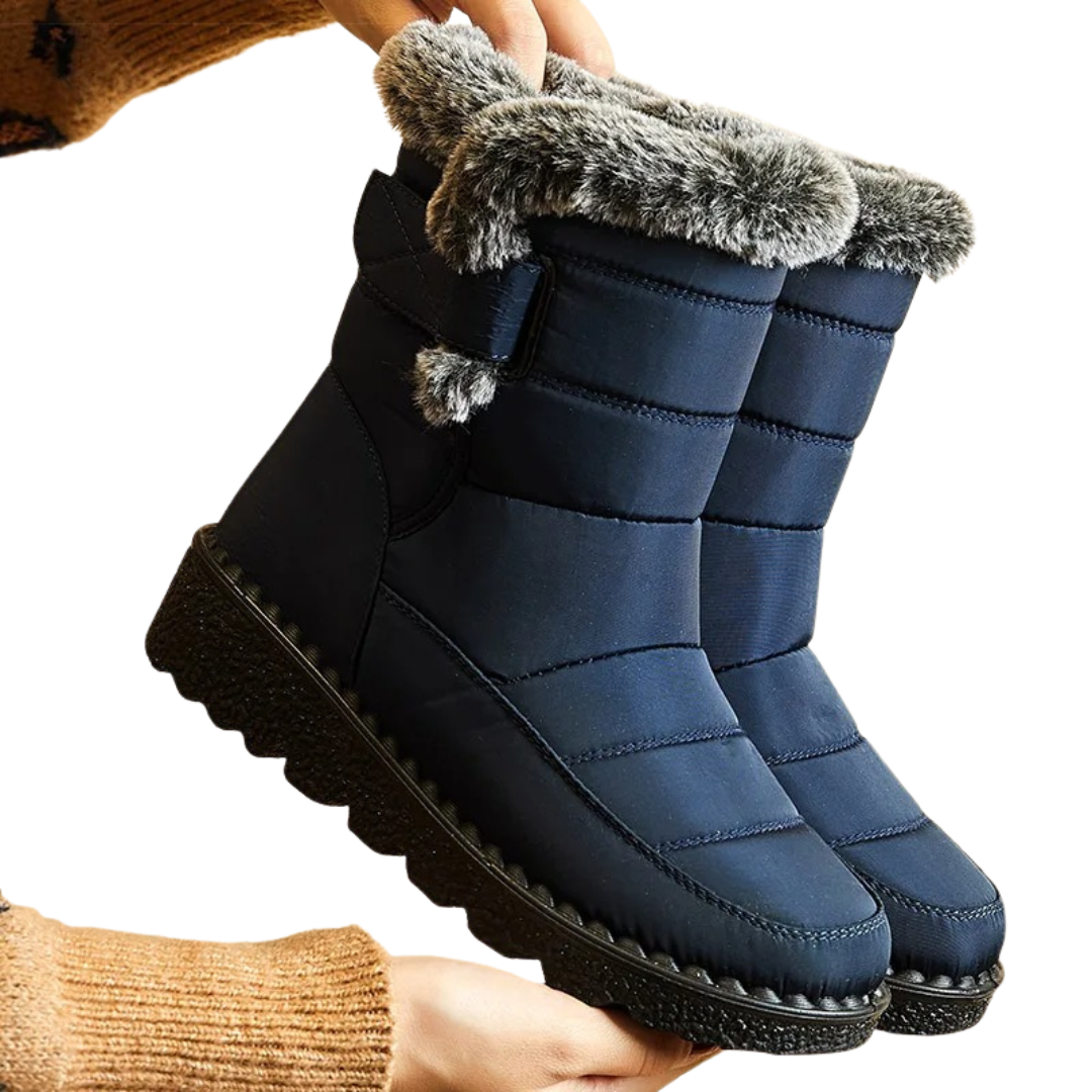 Women's faux fur cuff snow boots in navy – held up