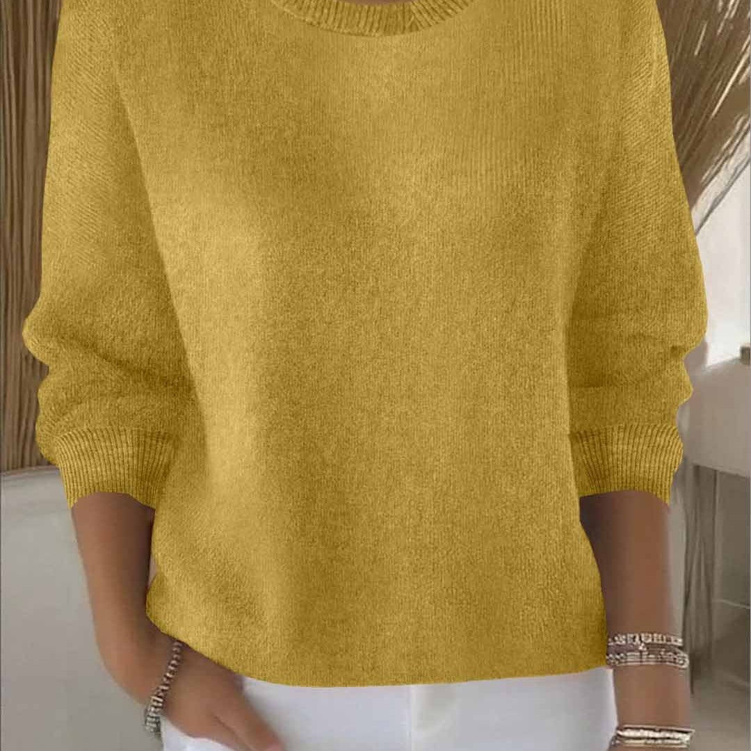 Women's Soft Round Neck Sweater in yellow