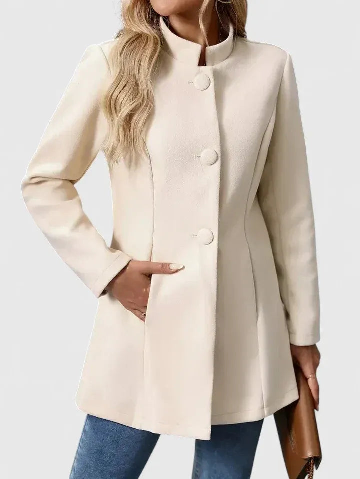 Women's Fitted Stand Collar Coat in apricot