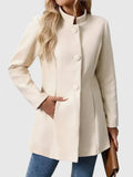 Women's Fitted Stand Collar Coat in apricot
