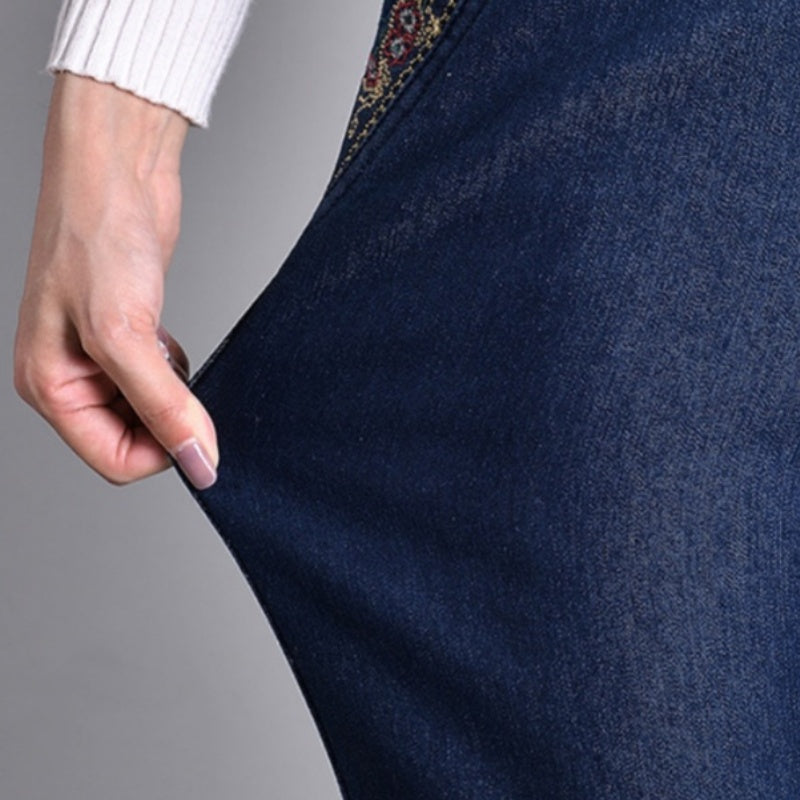 Close-up of the stretch denim