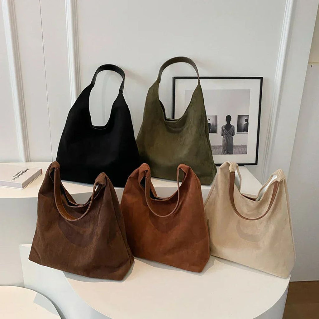 Women's suede look hobo bag, in all colours