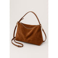 Women's suede look shoulder bag in tan