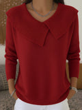 Women's Asymmetric Collar Sweater in red