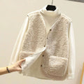 Women's Teddy Button Gilet in cream