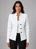 Women's Textured Stand Collar Blazer in white