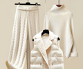 Women's three-piece knit set in cream – full set