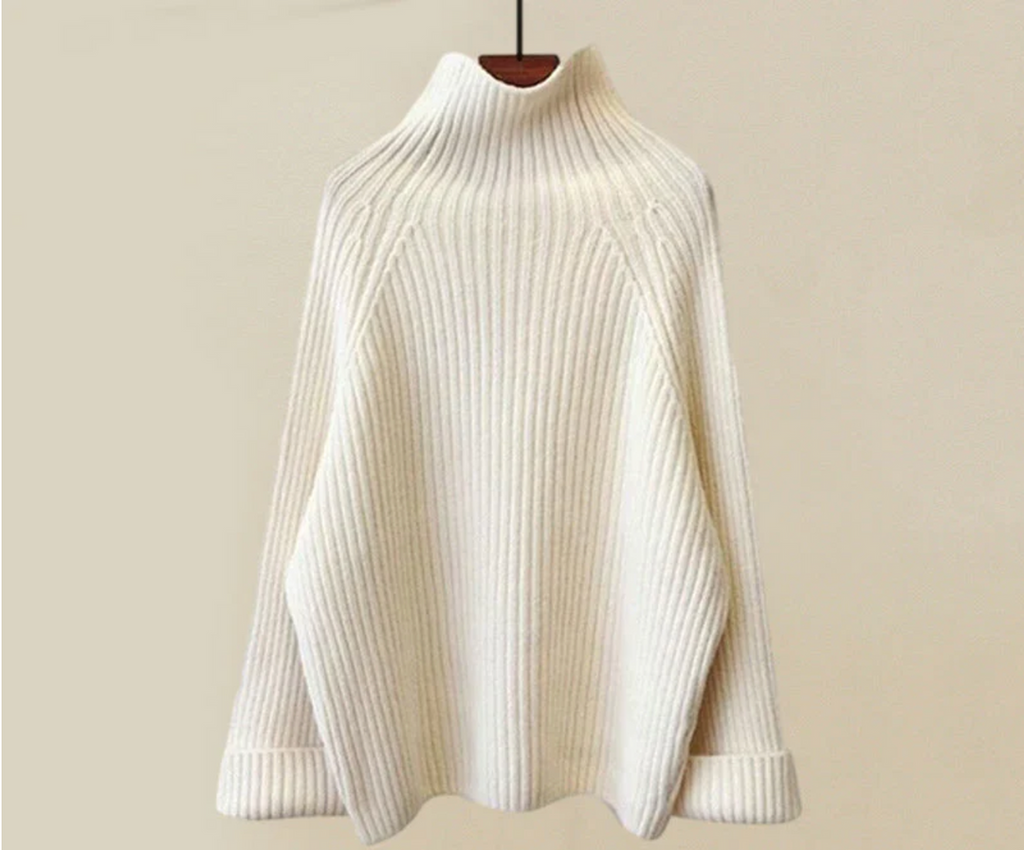 Close-up of the turtleneck sweater