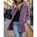 Women's turn-down collar coat in purple – front view