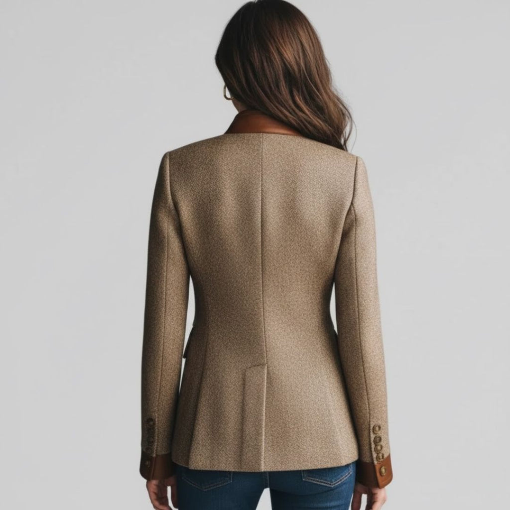 Women's tweed look riding jacket, back view