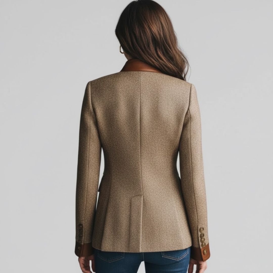 Women's tweed look riding jacket, back view