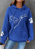 Women's Dog and Paw Print Hoodie in blue