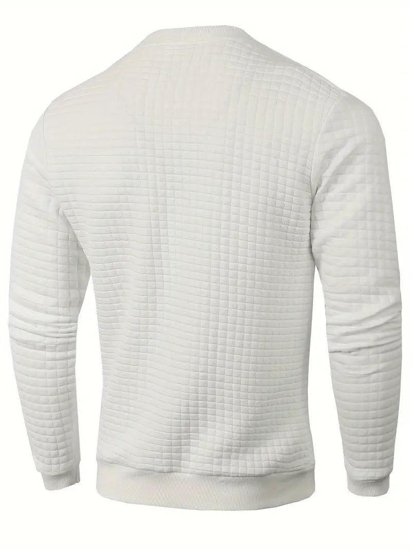 Women's waffle knit sweater in white – back view