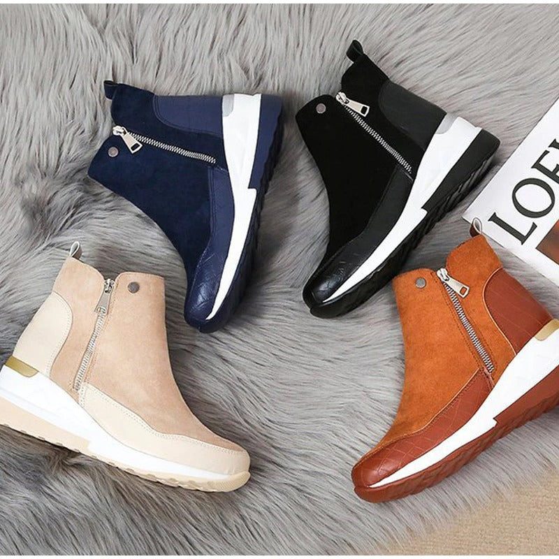 Women's side zip wedge ankle boots – all colours