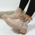 Women's Faux Fur Cuff Winter Boots in beige