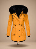 Women's Faux Fur Hood Winter Parka in gold
