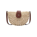 Women's woven crossbody bag with flap in natural