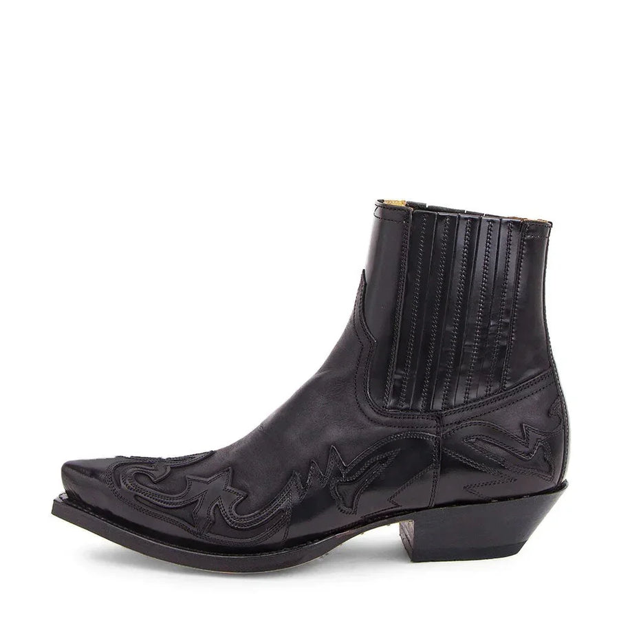 Men's Western Cowboy Ankle Boots with Elastic Side Panels for Everyday Wear