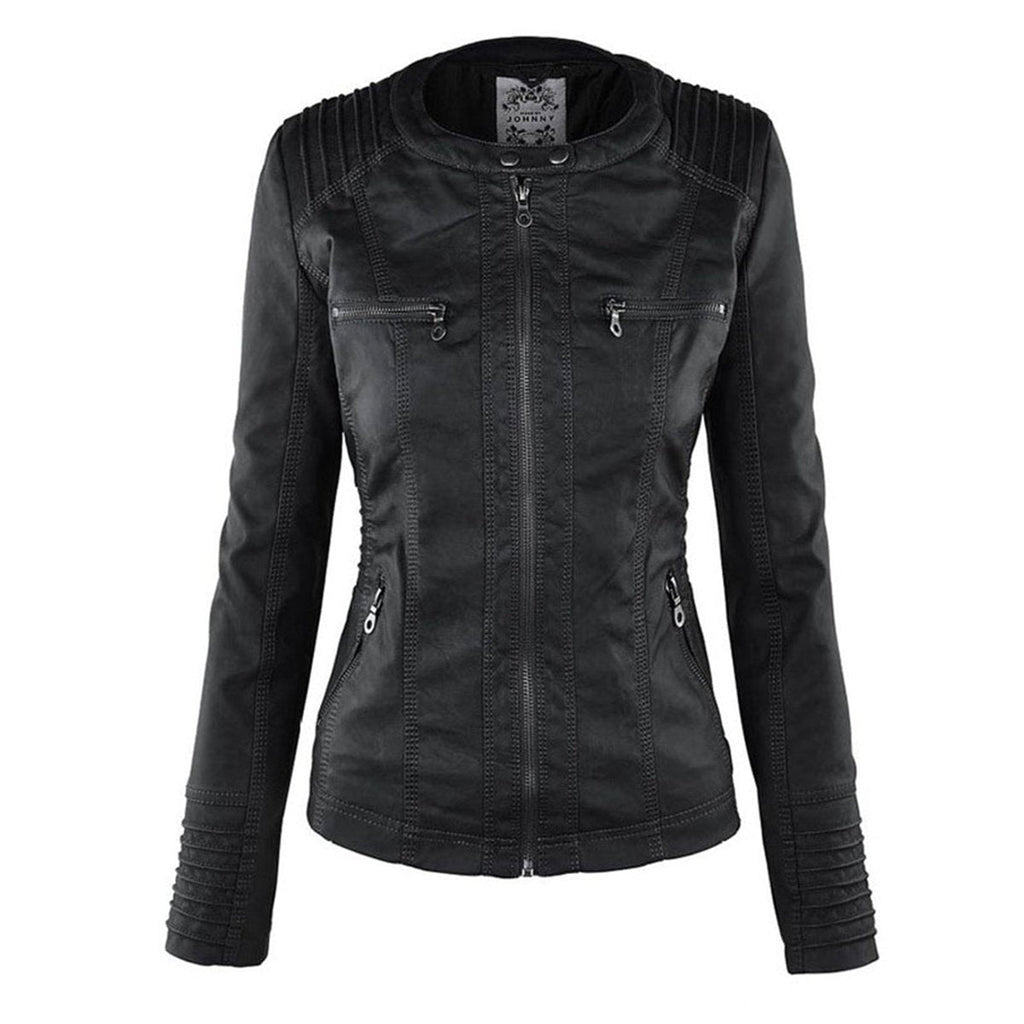 Women's faux leather jacket in black