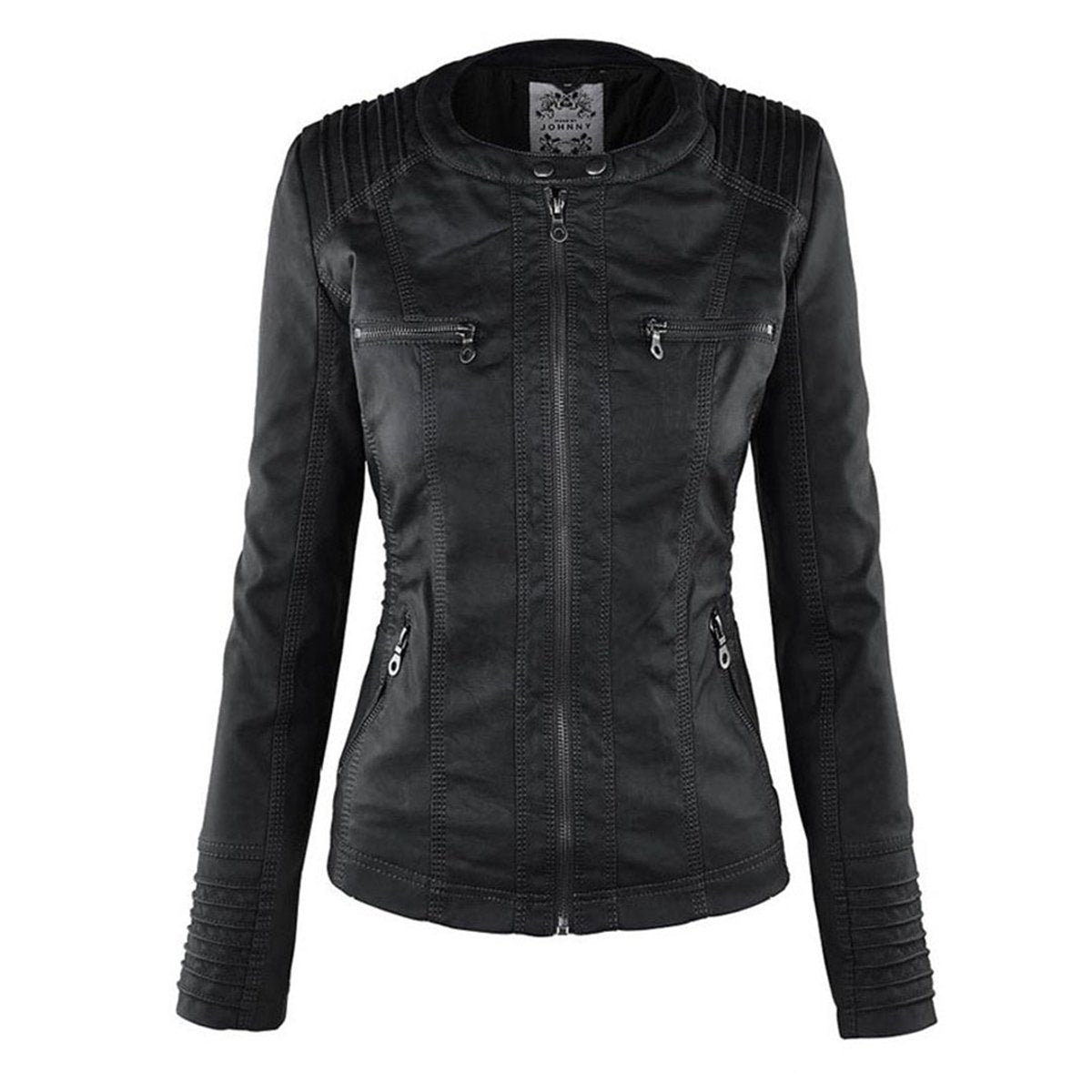 Women's faux leather jacket in black