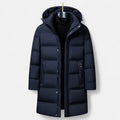 Men's long padded coat in navy