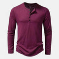 Men's long sleeve henley shirt in burgundy