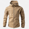 Men's hooded softshell jacket in beige