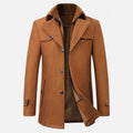 Men's double collar wool blend coat in brown