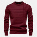 Men's textured stripe jumper in burgundy
