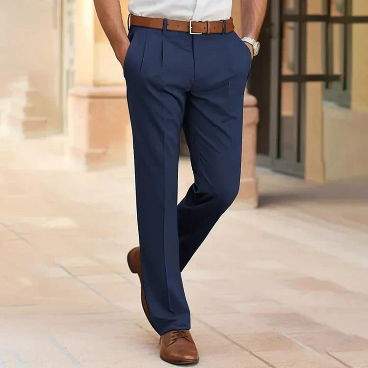 Men's straight leg office trousers in navy