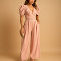Women's wide-leg jumpsuit in peach