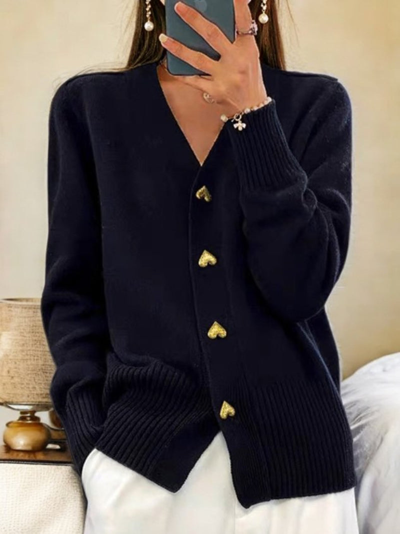 Women's V-neck cardigan in black