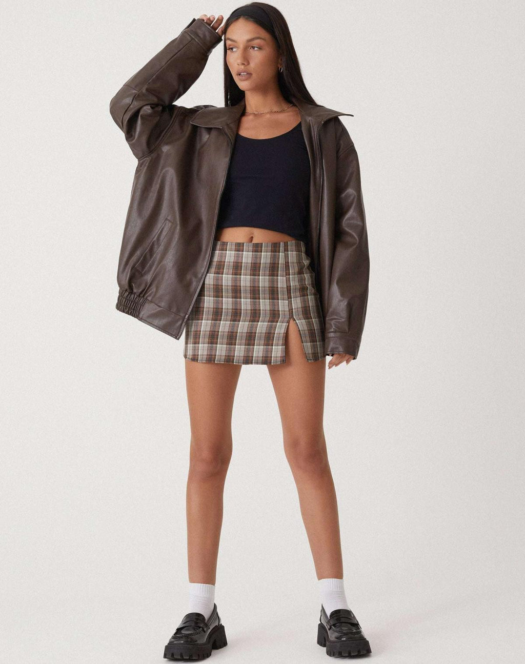 Women's oversized leather look jacket
