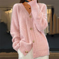 Women's v-neck button cardigan in pink