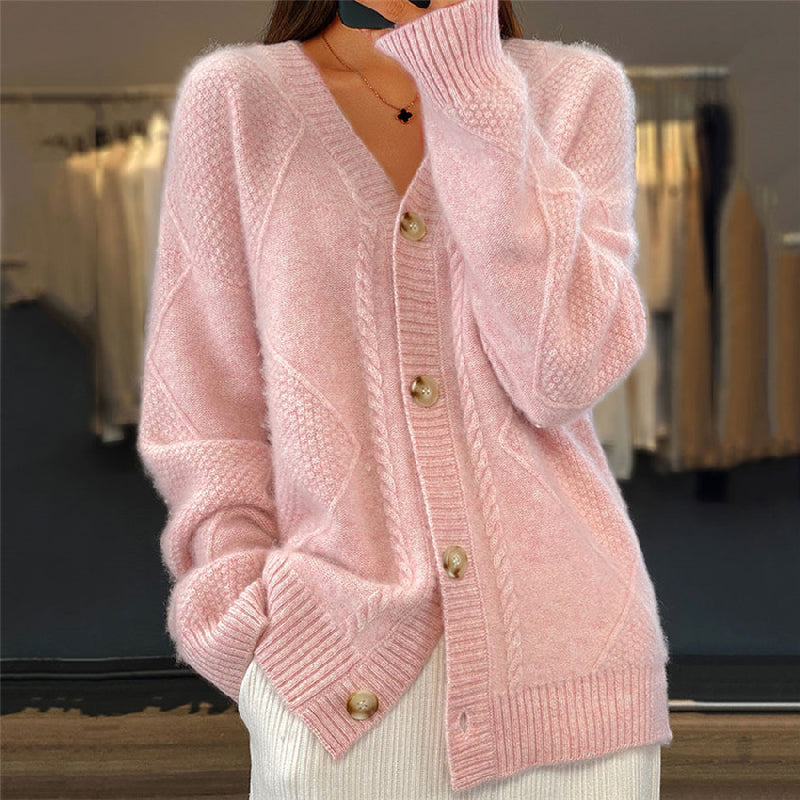 Women's v-neck button cardigan in pink